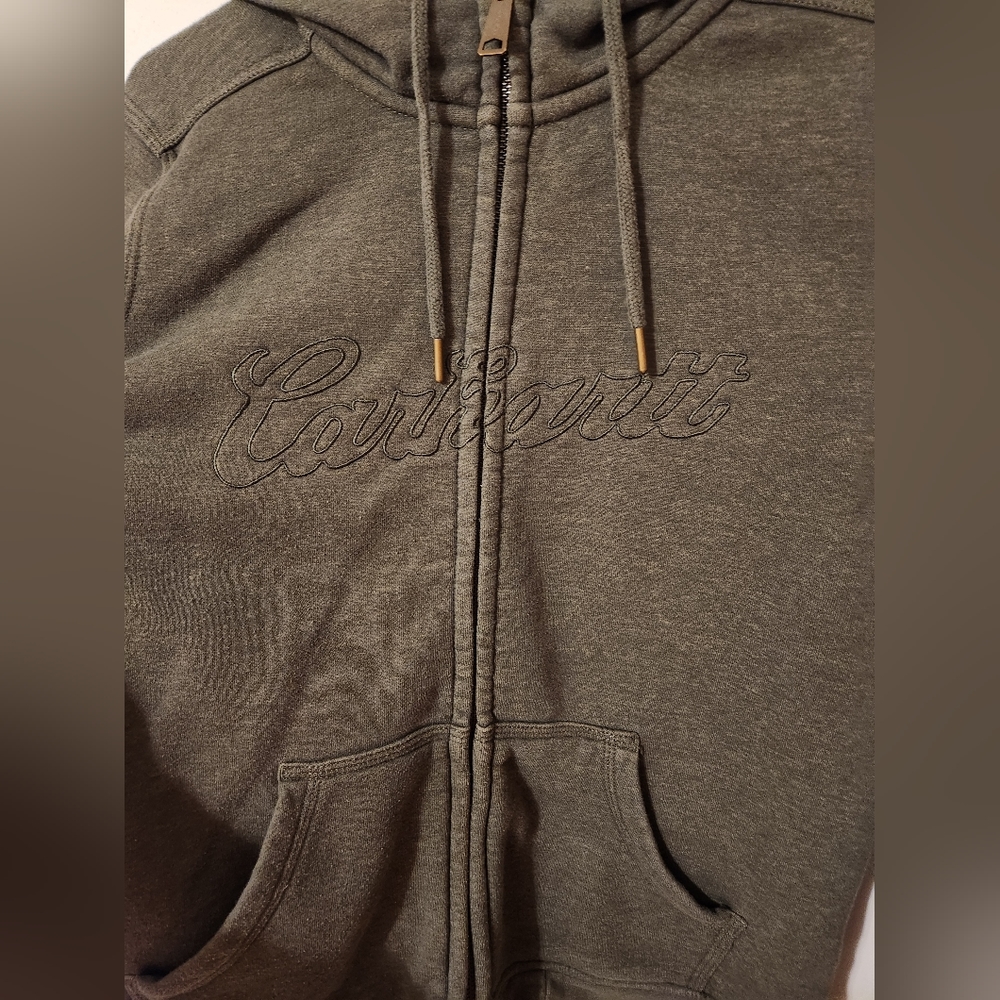 Carhartt Forest Green Zip Up Embroidered Hoodie